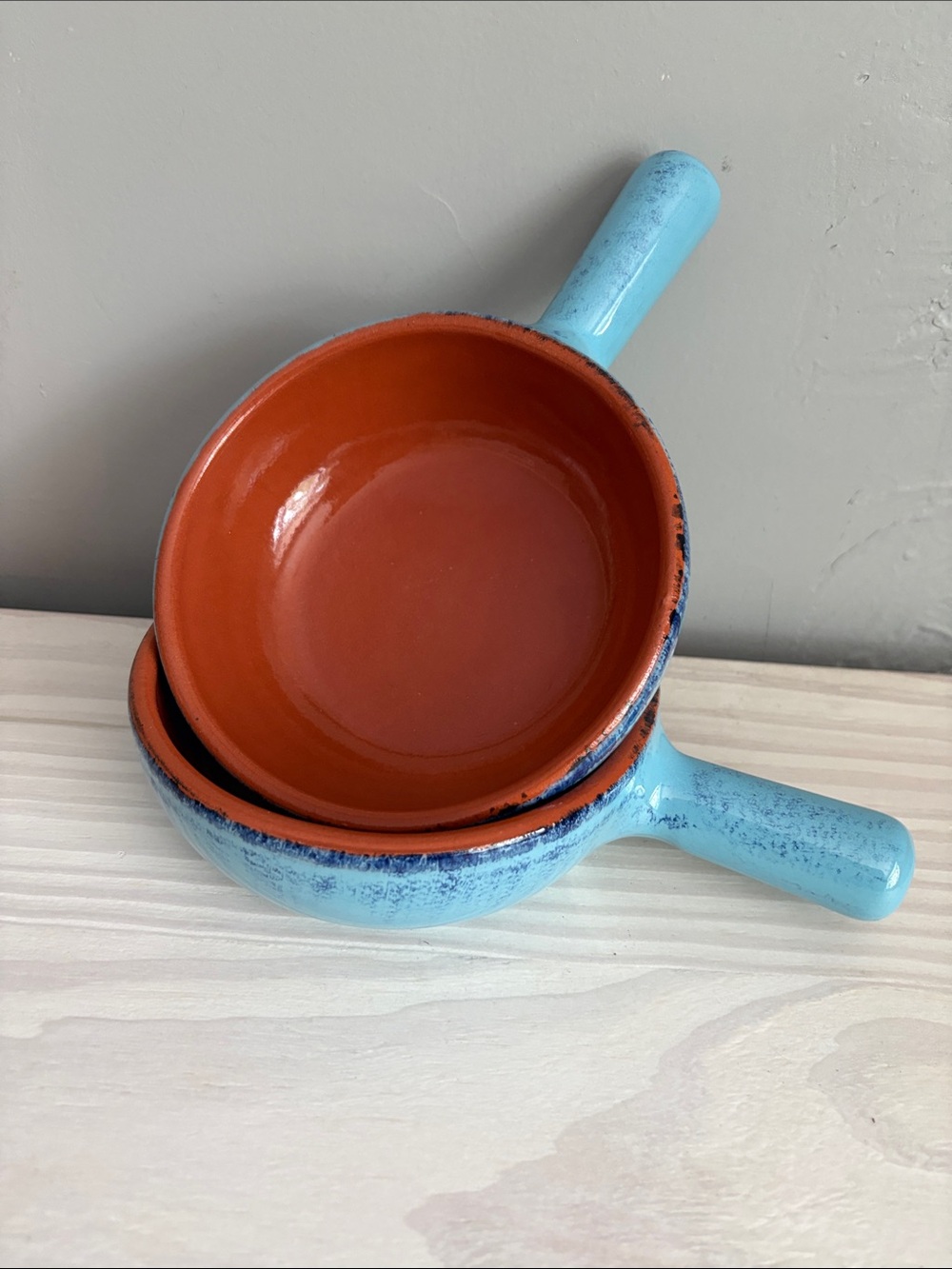 De Silva Capri Blue Terracotta‎ Soup Bowls, Set of 2